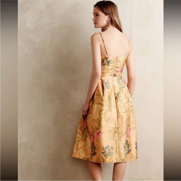 Anthropologie Botanica Dress by James Coviello Orange Watercolor size 2 - Picture 10 of 11